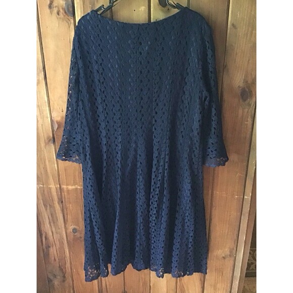 Chris McLaughlin Dress Size 22 Navy Blue Lace Lined Short Sleeve Business - Picture 6 of 8